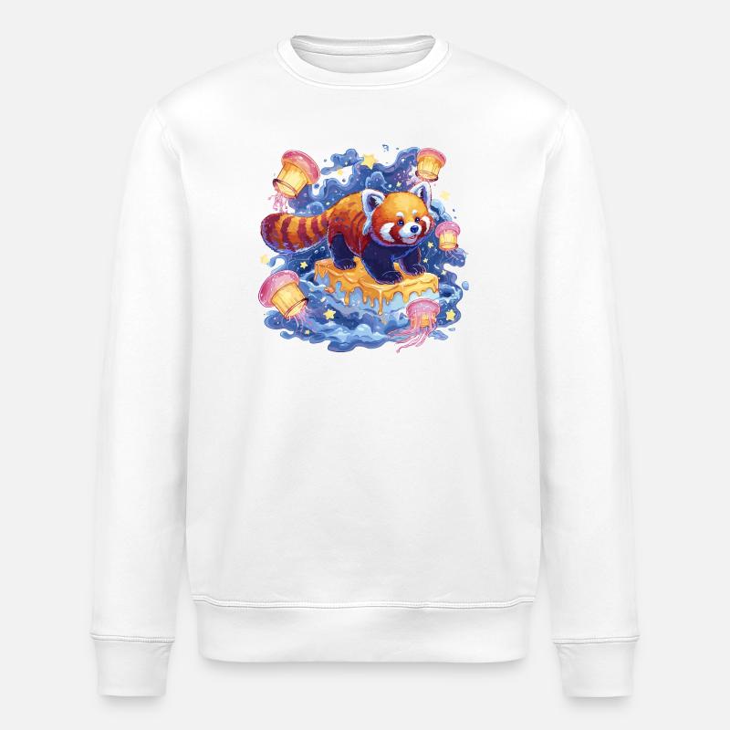 Roter Panda auf Honigkuchen - Stanley/Stella Unisex Bio-Sweatshirt ROLLER - Weiß