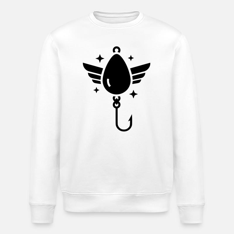 Holy Fishhook Wings Vector - Stanley/Stella ROLLER Unisex Organic Sweatshirt - white