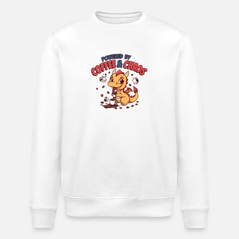 Drachen-Café-Chaos - Stanley/Stella Unisex Bio-Sweatshirt ROLLER - Weiß