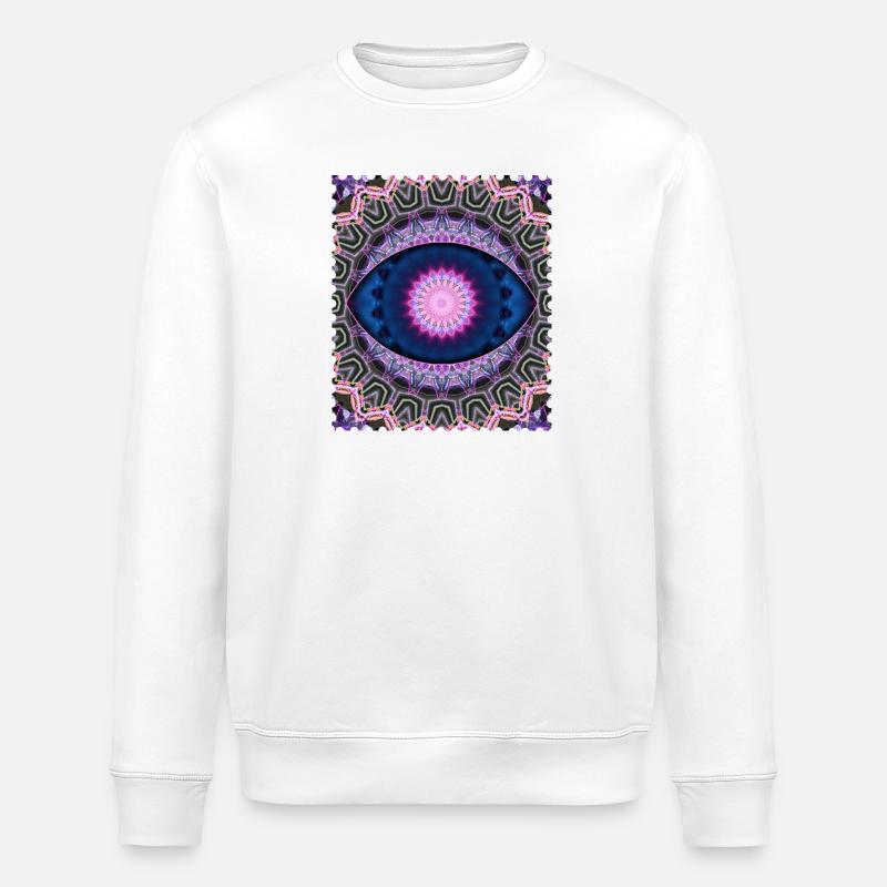 Neon Blau Pink Mandala - Stanley/Stella Unisex Bio-Sweatshirt ROLLER - Weiß