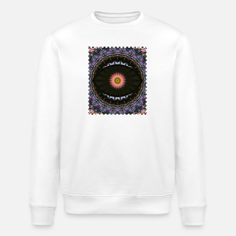 Kaleidoscope Mandala Neon Pattern - Stanley/Stella ROLLER Unisex Organic Sweatshirt - white