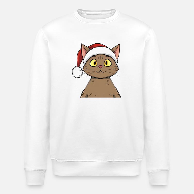 Chat de Noël mignon dans un style dessin animé mignon - Sweat bio ROLLER Stanley/Stella Unisexe - blanc
