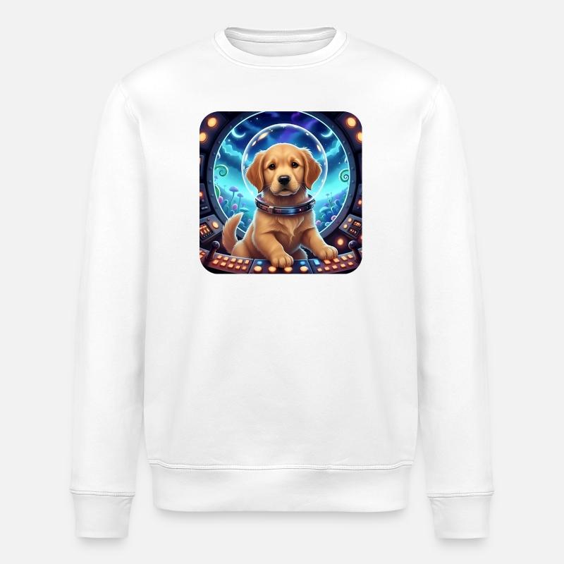 Welpen-Astronaut im Weltraumhelm - Stanley/Stella Unisex Bio-Sweatshirt ROLLER - Weiß