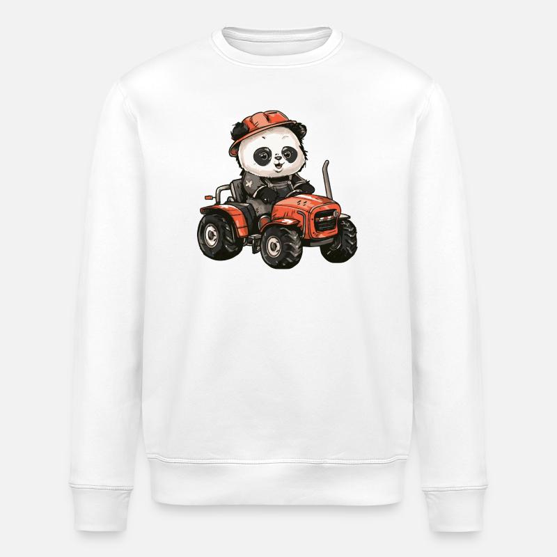 Panda Traktor Farmer - Stanley/Stella Unisex Bio-Sweatshirt ROLLER - Weiß