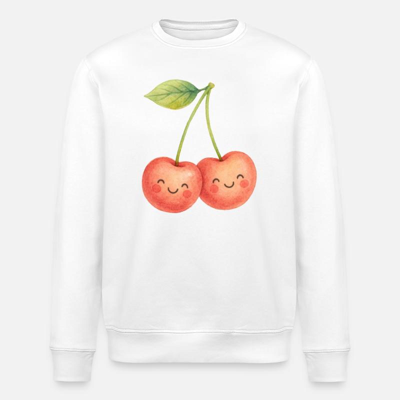 Kuschelige Kirschpärchen Kirsche Obst Sommer Liebe - Stanley/Stella Unisex Bio-Sweatshirt ROLLER - Weiß