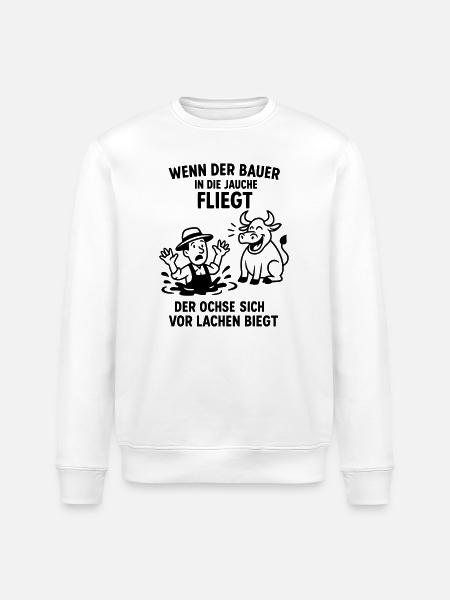 farmer slurry saying joke ox - Stanley/Stella ROLLER Unisex Organic Sweatshirt - white