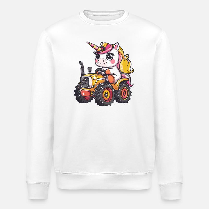 Einhorn Traktor Farmer - Stanley/Stella Unisex Bio-Sweatshirt ROLLER - Weiß