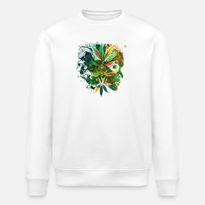 Psychedelisches Cannabis-Gesicht - Stanley/Stella Unisex Bio-Sweatshirt ROLLER - Weiß