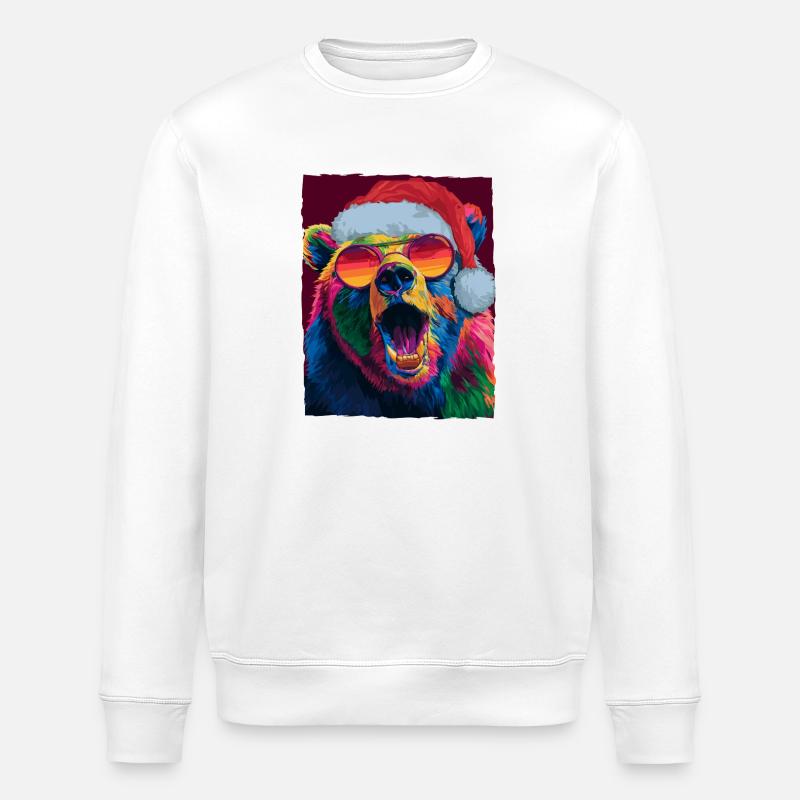Bär Weihnachten Porträt - Stanley/Stella Unisex Bio-Sweatshirt ROLLER - Weiß