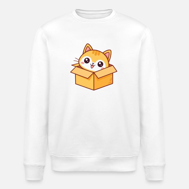 Kawaii-Kätzchen in der Box - Stanley/Stella Unisex Bio-Sweatshirt ROLLER - Weiß