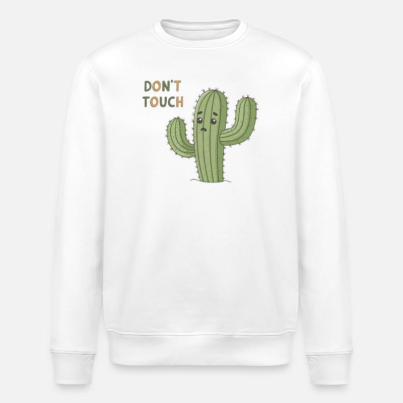 Sad Cactus Warning Don't Touch - Stanley/Stella ROLLER Unisex Organic Sweatshirt - white