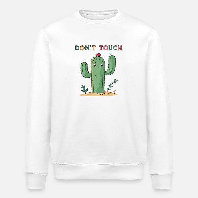 Lustiger Kaktus Nicht anfassen - Stanley/Stella Unisex Bio-Sweatshirt ROLLER - Weiß