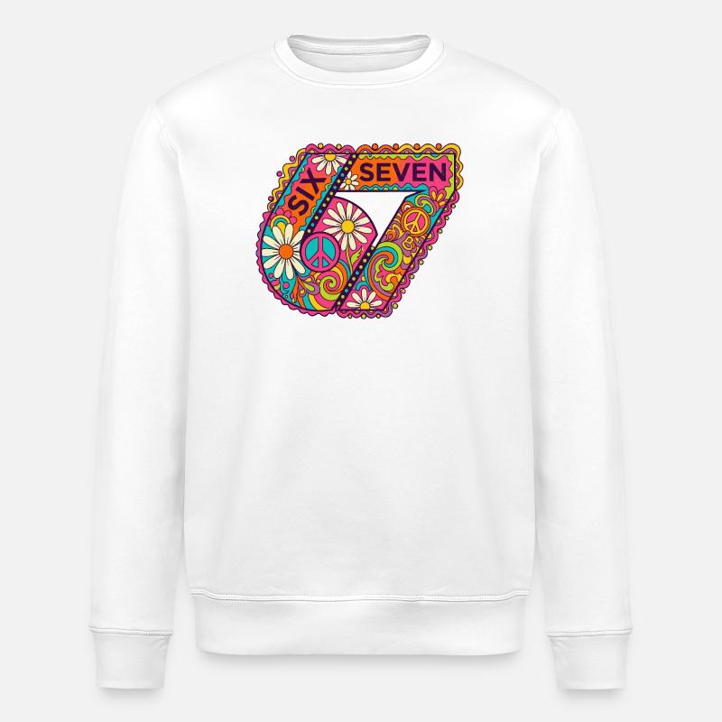 Psychedelische Sieben Blüten - Stanley/Stella Unisex Bio-Sweatshirt ROLLER - Weiß