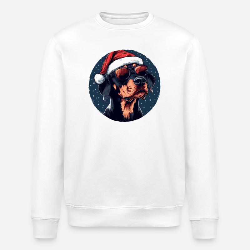 Weihnachtshund mit Sonnenbrille - Stanley/Stella Unisex Bio-Sweatshirt ROLLER - Weiß