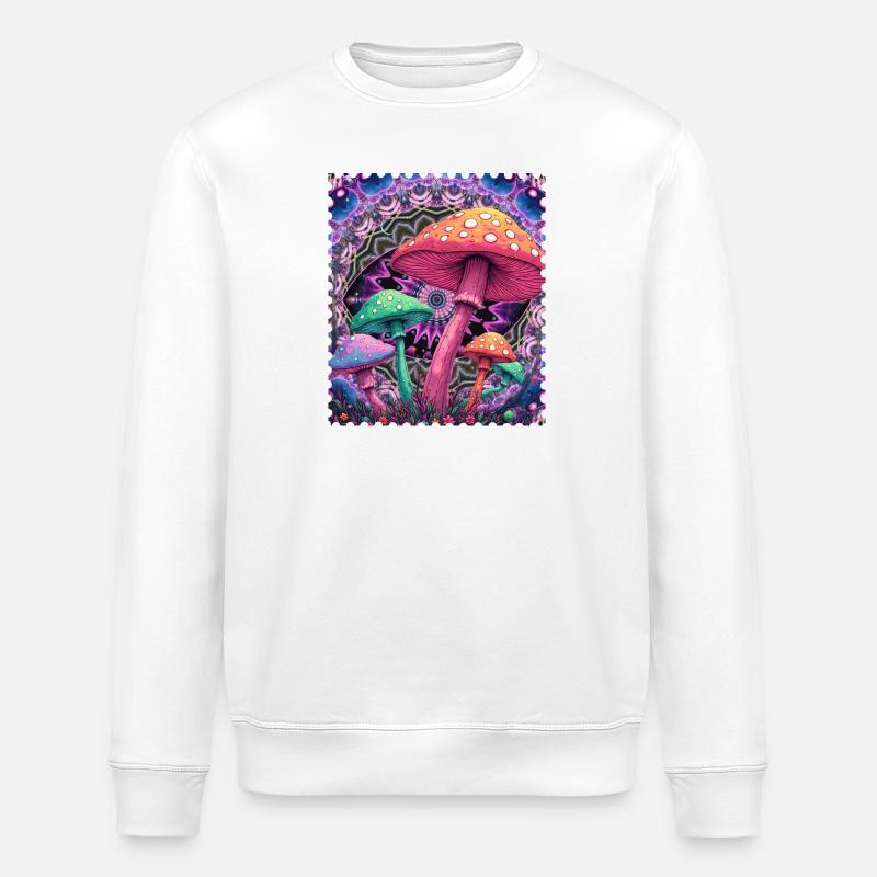 Psychedelische Pilz-Formen Neon - Stanley/Stella Unisex Bio-Sweatshirt ROLLER - Weiß
