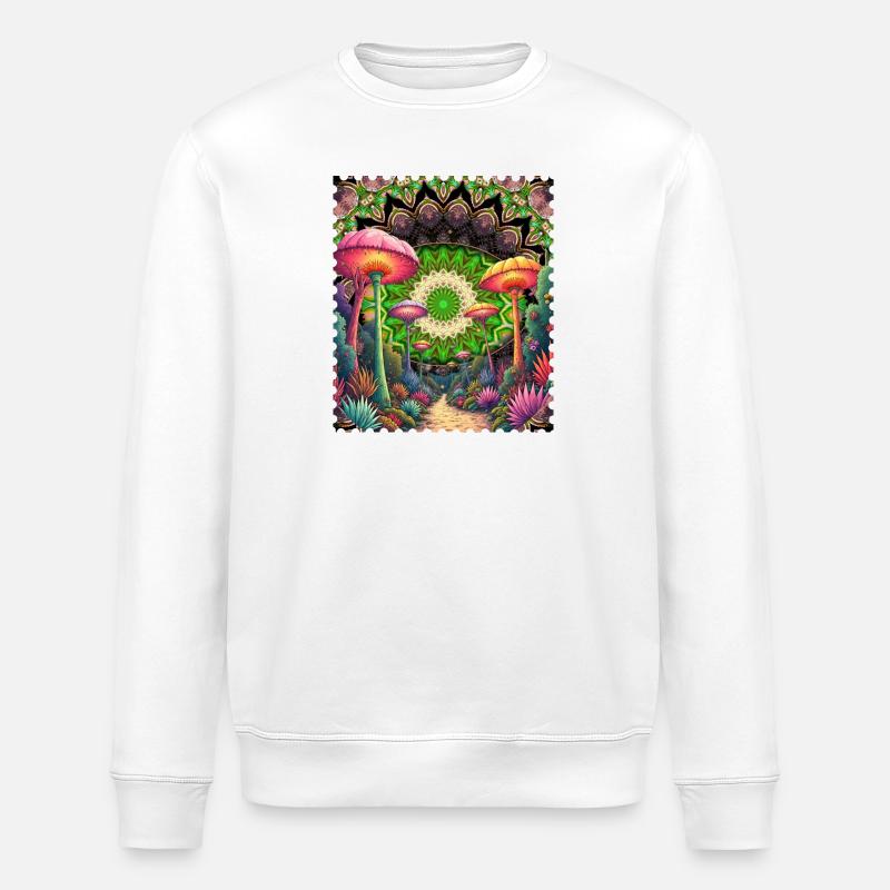 Mandala du paysage psychédélique des champignons - Sweat bio ROLLER Stanley/Stella Unisexe - blanc