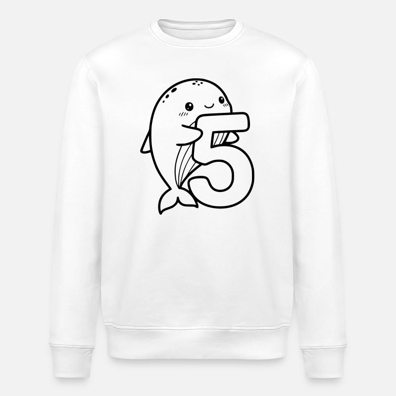 Mignonne baleine avec illustration de dessin animé numéro 5 - Sweat bio ROLLER Stanley/Stella Unisexe - blanc
