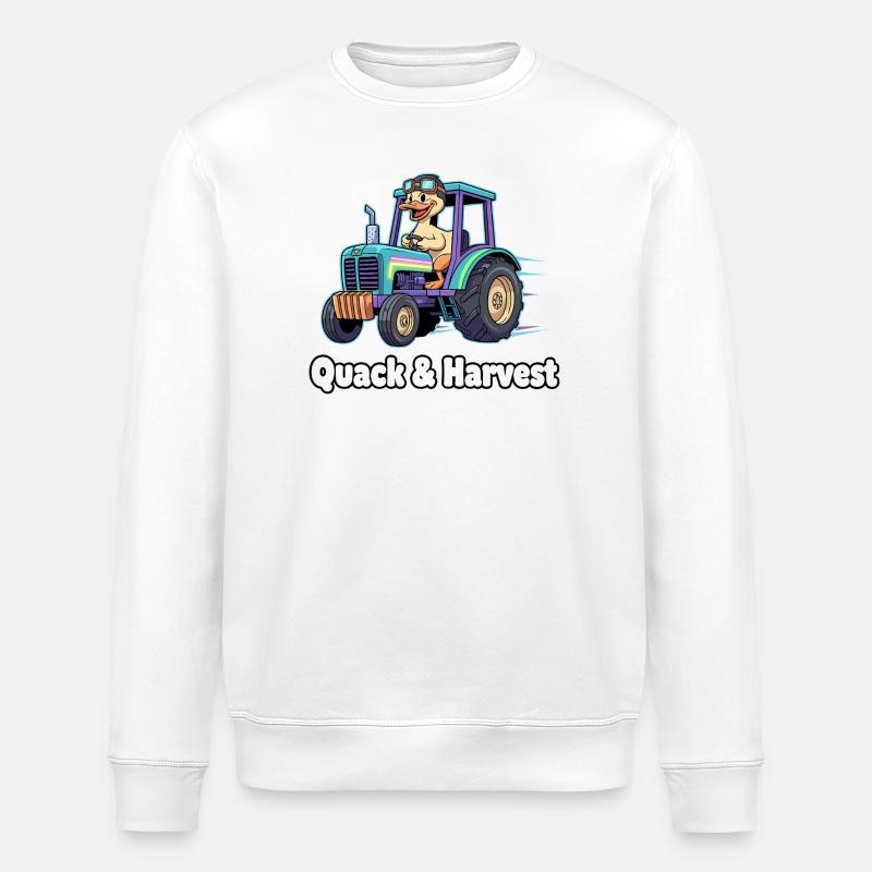 Quack & Harvest Traktorfahrer - Stanley/Stella Unisex Bio-Sweatshirt ROLLER - Weiß