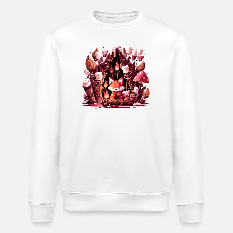 Fuchs im Pilzwald Feuer - Stanley/Stella Unisex Bio-Sweatshirt ROLLER - Weiß