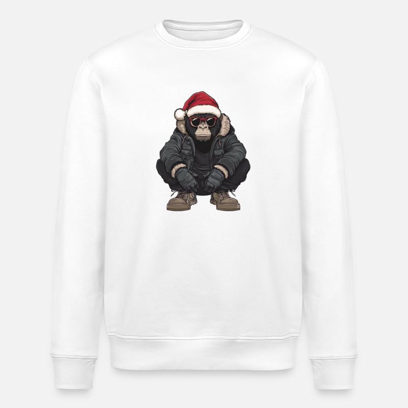 Gorilla Weihnachten Winter - Stanley/Stella Unisex Bio-Sweatshirt ROLLER - Weiß