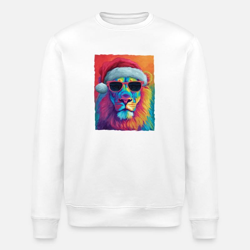 Portrait de Noël du Lion - Sweat bio ROLLER Stanley/Stella Unisexe - blanc