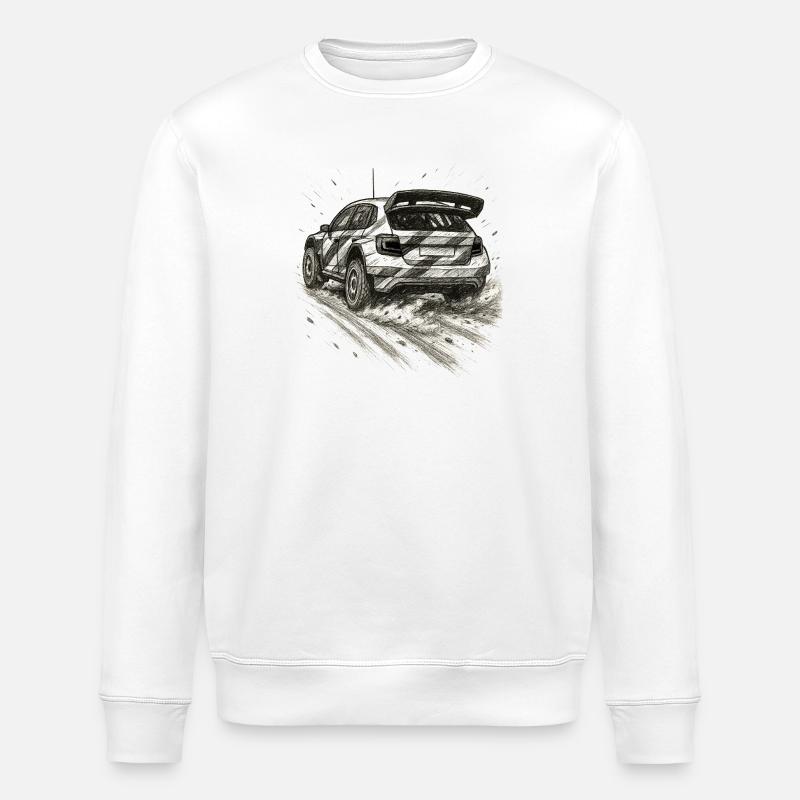 Rally Car Sketch auf Schotterpiste - Stanley/Stella Unisex Bio-Sweatshirt ROLLER - Weiß