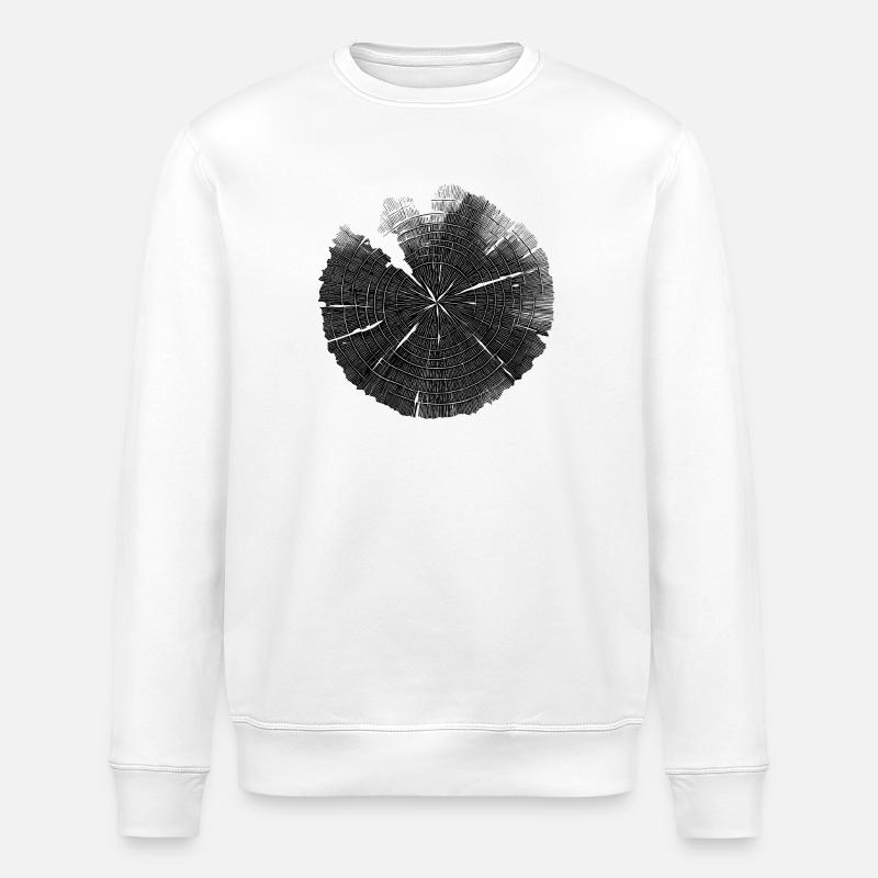 Baumscheibe Holzringe – Dunkles Naturmotiv - Stanley/Stella Unisex Bio-Sweatshirt ROLLER - Weiß