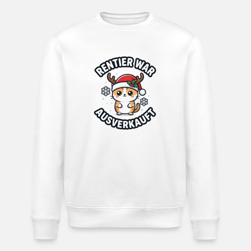 Reindeer Cat de Noël Complet - Sweat bio ROLLER Stanley/Stella Unisexe - blanc