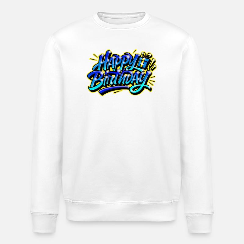 Joyeux Anniversaire Graffiti - Sweat bio ROLLER Stanley/Stella Unisexe - blanc