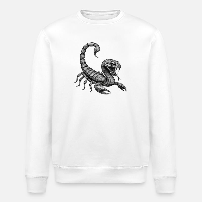 Geometric Scorpion Polygon - Stanley/Stella ROLLER Unisex Organic Sweatshirt - white