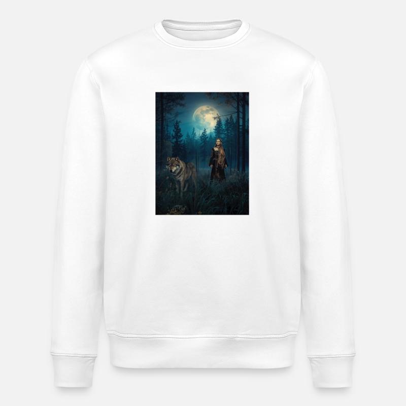 Mondlicht Waldwächterin - Stanley/Stella Unisex Bio-Sweatshirt ROLLER - Weiß