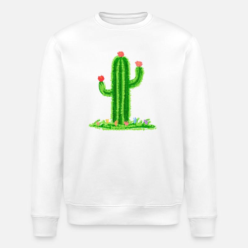 Cactus avec fleurs - Sweat bio ROLLER Stanley/Stella Unisexe - blanc