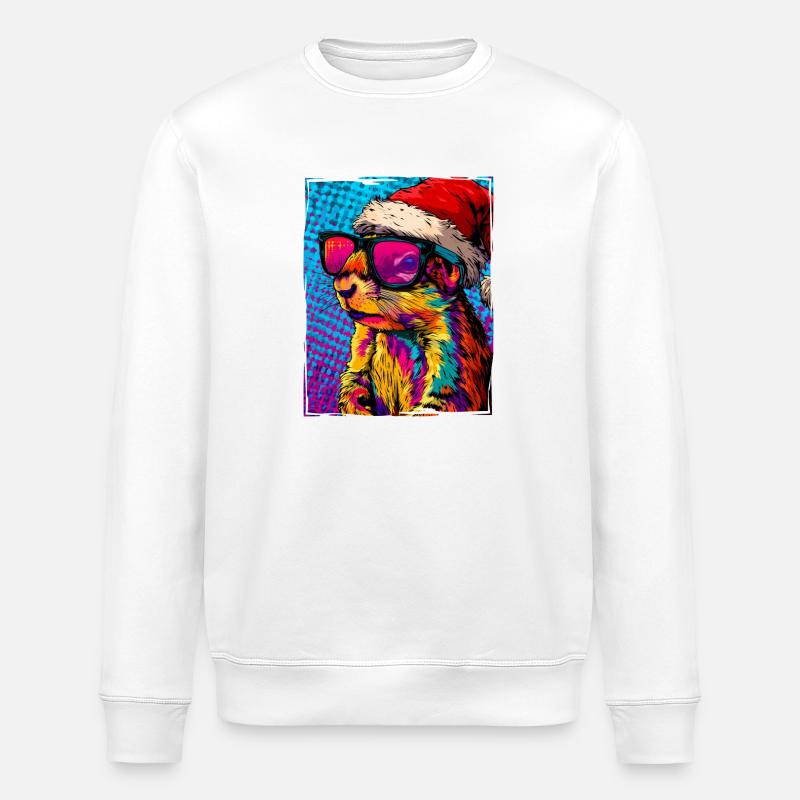 Portrait de Noël de l’écureuil - Sweat bio ROLLER Stanley/Stella Unisexe - blanc