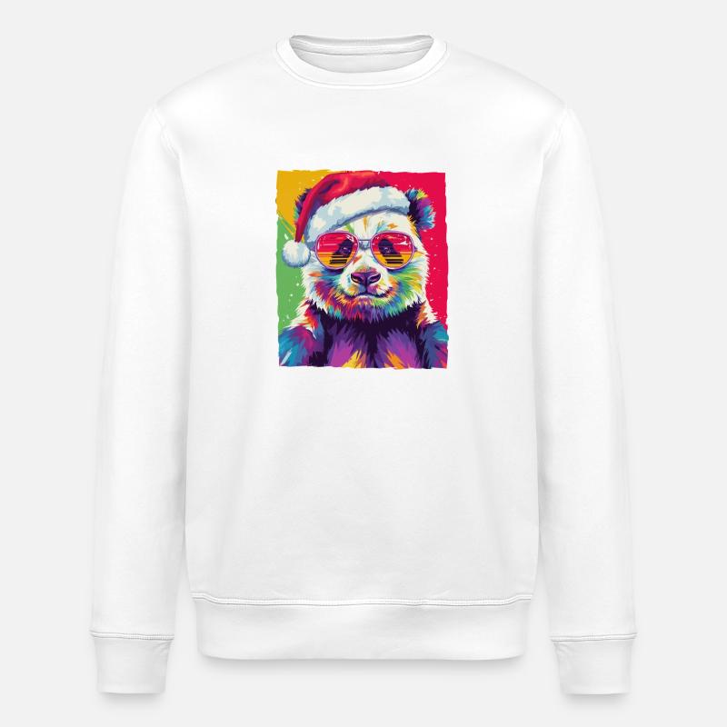 Portrait de Noël du panda - Sweat bio ROLLER Stanley/Stella Unisexe - blanc
