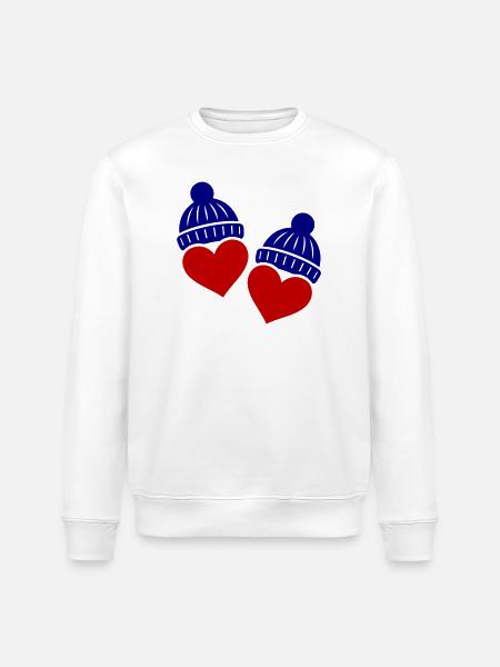 Hearts Winter Hat Love - Stanley/Stella ROLLER Unisex Organic Sweatshirt - white