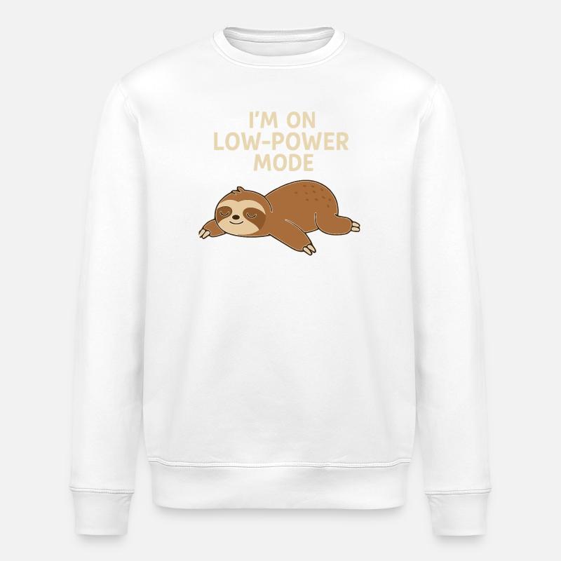 Sleep Sloth: Low Power Mode - Stanley/Stella ROLLER Unisex Organic Sweatshirt - white
