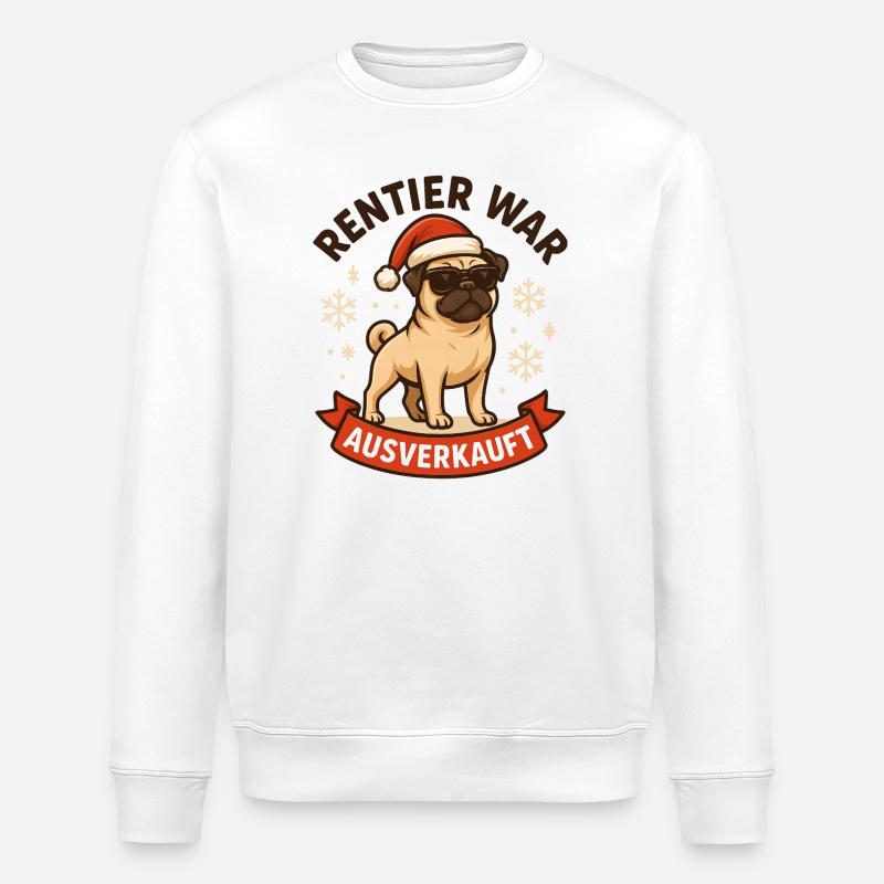 Reindeer a affiché complet Pug Pug - Sweat bio ROLLER Stanley/Stella Unisexe - blanc