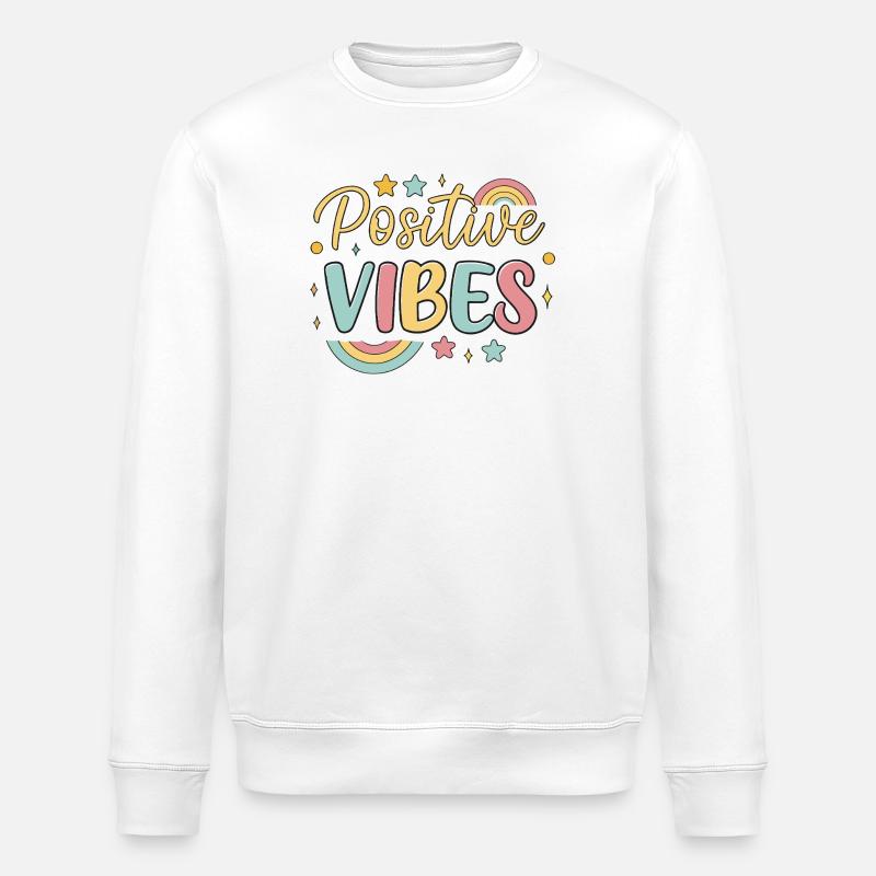Vibes Positives Arc ciel - Sweat bio ROLLER Stanley/Stella Unisexe - blanc