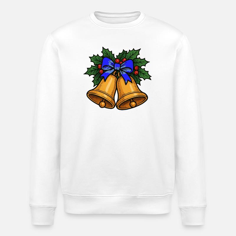 Weihnachtsglocken mit blauem Band - Stanley/Stella Unisex Bio-Sweatshirt ROLLER - Weiß