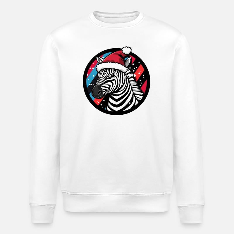 Zebra with Santa hat - Stanley/Stella ROLLER Unisex Organic Sweatshirt - white
