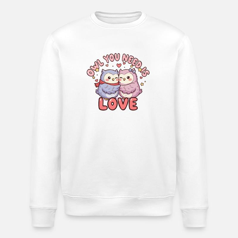 Eulenliebe: Kuschelduo - Stanley/Stella Unisex Bio-Sweatshirt ROLLER - Weiß