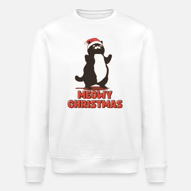 Meowy Christmas – Dicke Weihnachtskatze - Stanley/Stella Unisex Bio-Sweatshirt ROLLER - Weiß