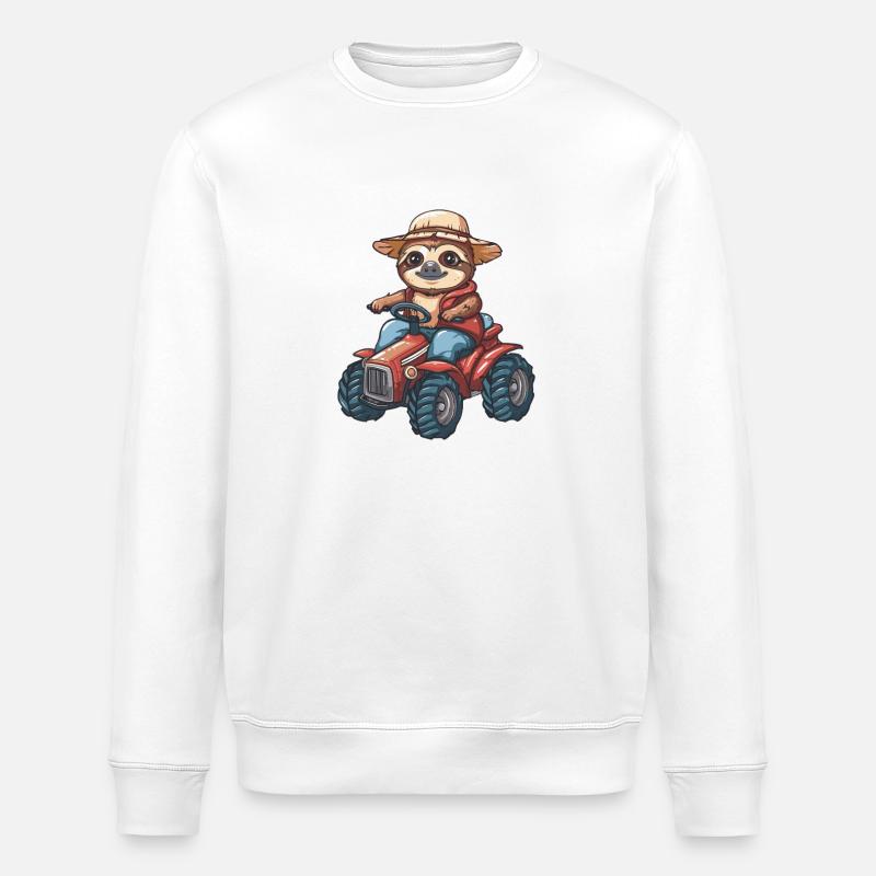 Faultier Traktor Farmer - Stanley/Stella Unisex Bio-Sweatshirt ROLLER - Weiß