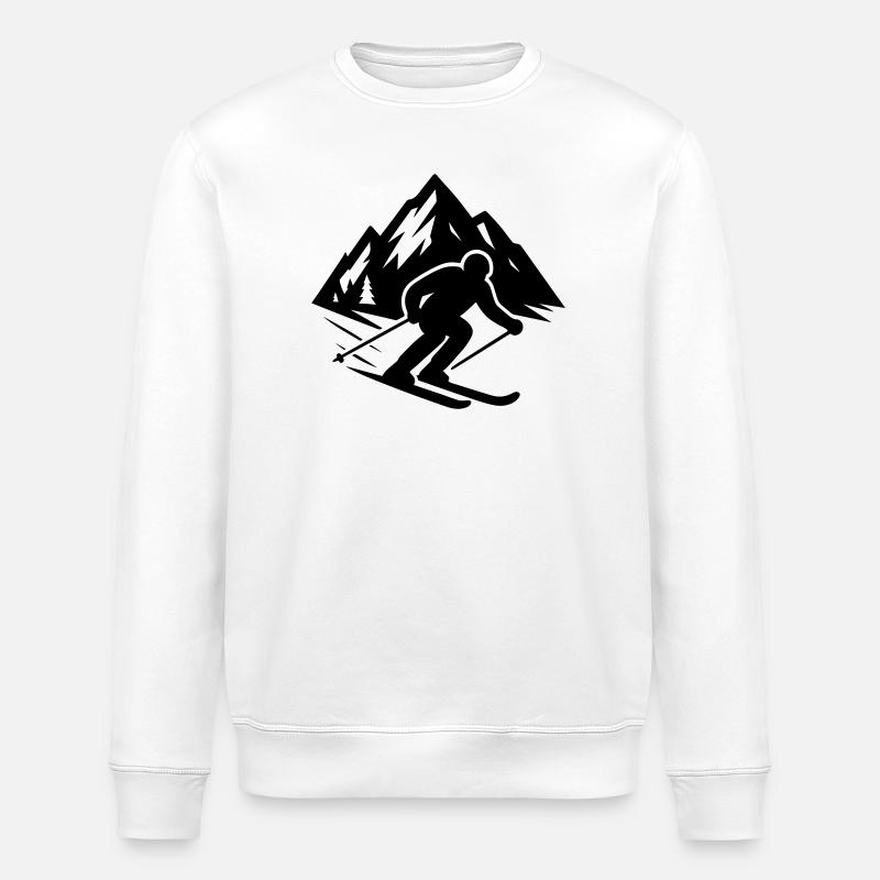 Skiing Mountains - Stanley/Stella ROLLER Unisex Organic Sweatshirt - white