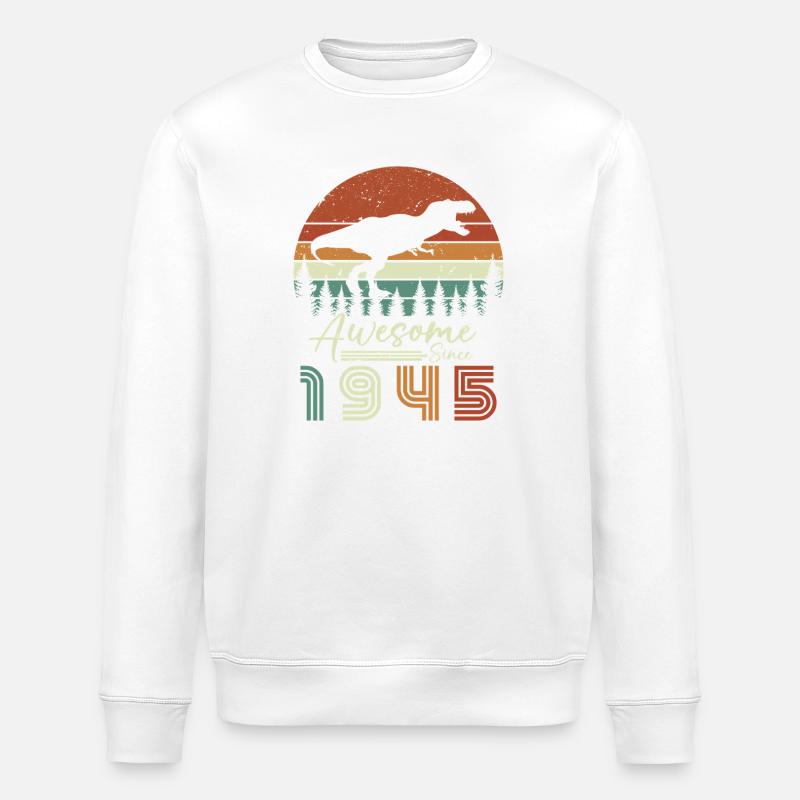 awsome_since_dinaseur_1945 - Stanley/Stella Unisex Bio-Sweatshirt ROLLER - Weiß