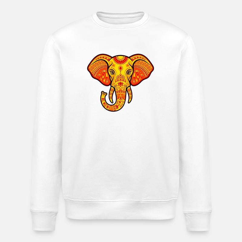 Leuchtend orangefarbener Elefant - Stanley/Stella Unisex Bio-Sweatshirt ROLLER - Weiß