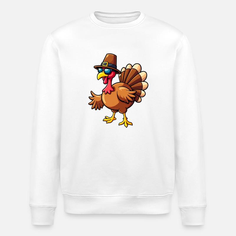 Thanksgiving Lustiger Thanksgiving Truthahn - Stanley/Stella Unisex Bio-Sweatshirt ROLLER - Weiß