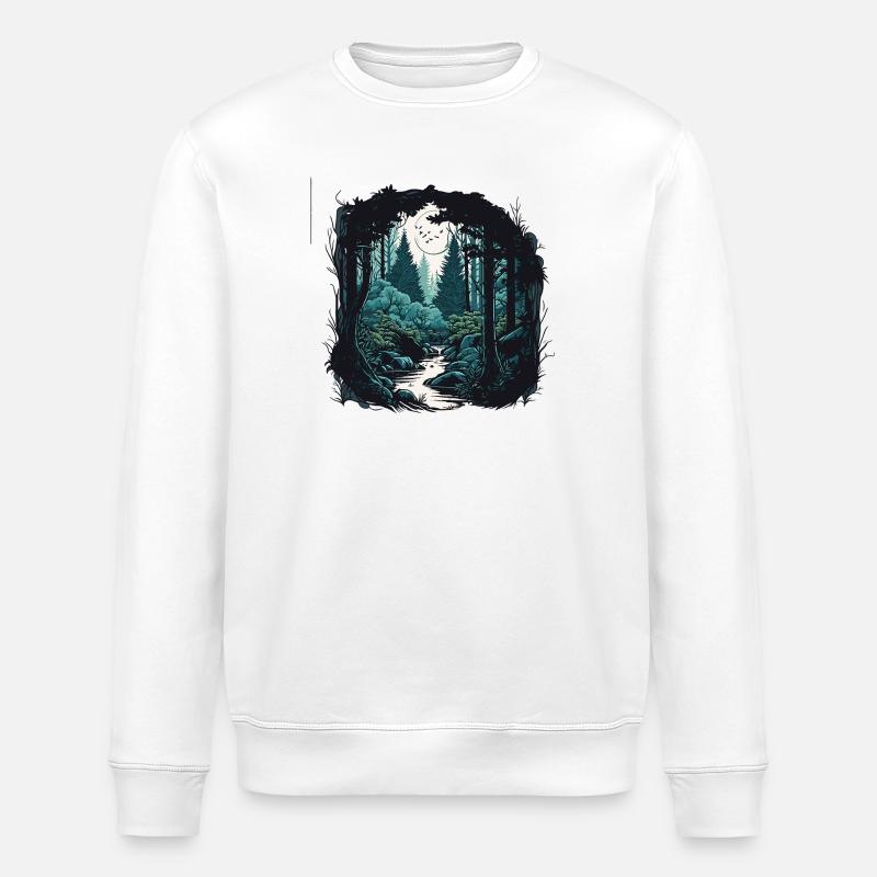 Mondwaldpfad im Mondschein - Stanley/Stella Unisex Bio-Sweatshirt ROLLER - Weiß