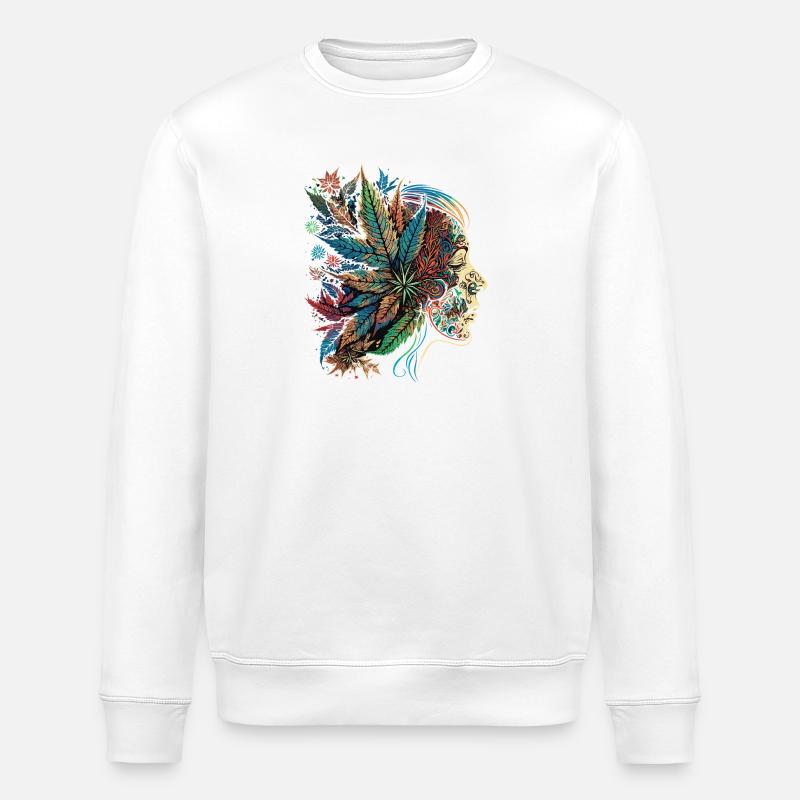 Psychedelische Blattensilhouette - Stanley/Stella Unisex Bio-Sweatshirt ROLLER - Weiß