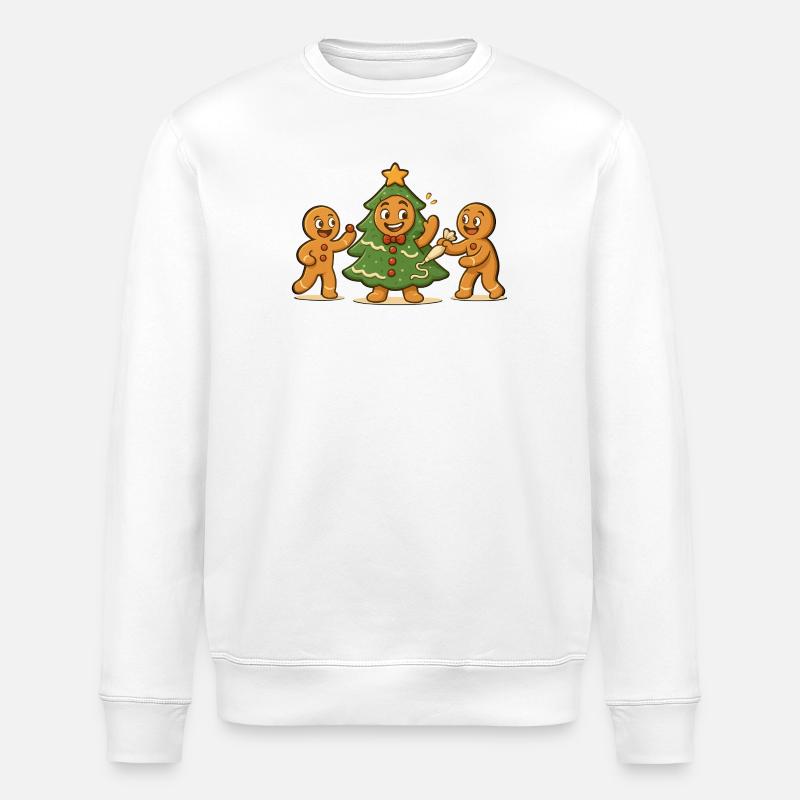 Lebkuchenmannel-Mann verkleideter Weihnachtsbaum - Stanley/Stella Unisex Bio-Sweatshirt ROLLER - Weiß